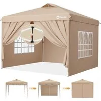 Sekey Pavillon 300 x 300 cm mit Seitenteile Faltpavillon Gartenpavillon Winterfest, mit 4 Seitenteilen, (inkl. 4 Seitenteile), Partyzelt höhenverstellbarer, Gartenpavillon Pop Up Partyzelt