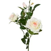 Kunstblume, Decoris season decorations, Künstliche Rose 3-köpfig mit Stiel 77cm Weiß