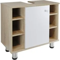 Stabilo Sanitär Waschbeckenunterschrank Waschbeckenunterschrank "Berta" Holz/Eichen Optik Seitenfächern mit Seitenfächern