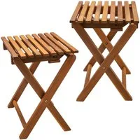 Spetebo Hocker Akazien Klapphocker natur geölt 37 x 29 cm (Anzahl, 2 St., Stück), Platzsparend zusammenklappbar