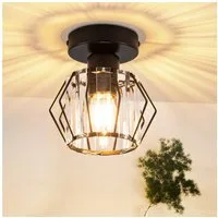 Nettlife Deckenleuchte retro Schwarz Kristall Modern E27 Küchenlampe Metall, LED wechselbar, Innen Deckenbeleuchtung für Korridor Balkon flur küchen