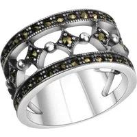 Zeeme Fingerring Silber 925 oxidiert mit 40x Markasit