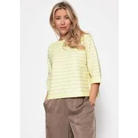 SASSYCLASSY Strickpullover Gestreiftes Strickoberteil für Damen Weicher Pullover mit halblangen Ärmeln und Rundhalsausschnitt