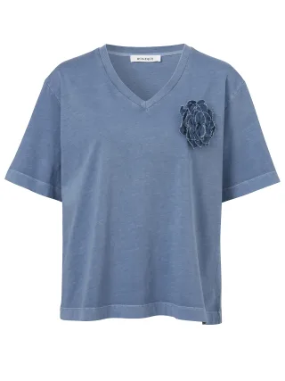 eiszeit - T-Shirt V-Ausschnitt 1/2 Arm Schmuck smoke blue - Gr. - 50