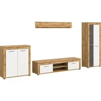 OTTO home Wohnwand AOSTA, Breite 330cm, 4-teilige Wohn-Kombination, (4-St., bestehend aus: Highboard, Lowboard, Wandboard, Vitrine), Wohnwand, Kombination, Anbauwand, Möbel Set, Schrankwand, Möbel Kombi