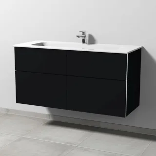 Sanipa 3way Keramik-Set Design Keramik-Waschtisch und Unterbau mit 4 Auszügen, Schwarz-Matt BS48208