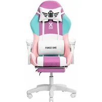 FORCE ONE Gaming-Stuhl X ONE Drehstuhl aus Kunstleder Race Stuhl mit Verstellung, mit Massagefunktion, Fußstütze, Lendenkissen, Nackenkissen