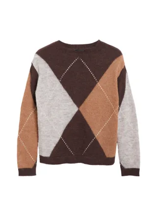 s.Oliver BLACK LABEL - Strickpullover mit Muster braun - Gr. - 34