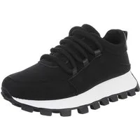 Ital-Design Lässige Sneakers mit robuster Sohle und Schnürung für Damen Sneaker (90793473) Flach Sneakers Low in Schwarz