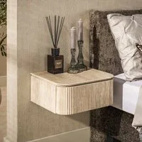 Maison ESTO Nachttisch VELORA Nachttisch schwebend 45 cm Travertinoptik mit 3D-Keramikplatte, schwebendes Design - einfache Wandmontage