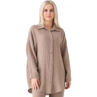 WENOR Hemdbluse Oversize Musselin Hemd 100 % Baumwolle, Kokosknöpfe, Einheitsgröße