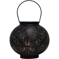 Marrakesch Orient & Mediterran Interior Teelichthalter Orientalisches Windlicht Bahadir modern aus Metall in Schwarz 22 cm (1 St), Handarbeit