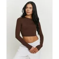 Tally Weijl Langarmshirt STSPAPRETTY2 Materialmix, Basic Shirt, bauchfrei in schlichter Optik
