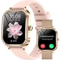 Forrlite Smartwatch Damen, Neueste Fitness Uhr mit Anruffunktion Smartwatch (4,45 cm/1,75-Zoll-TFT-LCD-Touchscreen Zoll) IP68 Wasserdicht,Uhren Watch für Android IOS, Fitnessuhr Tracker mit Pulsmesser Schrittzähler Schlafmonitor