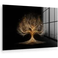 MuchoWow Acrylglasbild Lichter - Baum - Abstrakt - Schwarz, Inkl. Aufhängung, Glasbilder Wohnzimmer, Schlafzimmer, Flur & Esszimmer, 30x20 cm