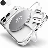 GreenHec MagSafe Ladegerät Wireless Charger Induktive Ladestation Kabellose 15w Wireless Charger (5,00 mA, Set, Magnetic MagPad + USB-A Adapter, iPhone 18 17 16 15 14 13 Pro Max Kontaktloses Kabellos Laden Induktion)