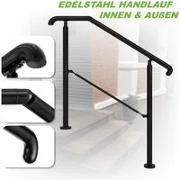 duschspa Handlauf 2–5 Stufen Edelstahl Geländer Eingangsgeländer für innen / außen, 108 cm Gesamtlänge, Eingangsgeländer, silber/schwarz, 108/136/162 cm