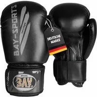 BAY-Sports Boxhandschuhe Black ore Black Box-Handschuhe schwarz grau Boxen Kickboxen Thaiboxen (Paar), Tolle Farbkombination, 8, 10, 12, 14 Unzen, Training und Wettkampf