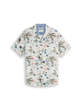 Tom Tailor - Regular Fit Resort Kurzarmhemd aus Viskose off white beach design - Gr. - XL