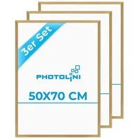 PHOTOLINI Bilderrahmen 3er Set modern mit bruchsicherem Acrylglas, Holz MDF, Fotos & Poster, für 3 Bilder (3er Set), Posterrahmen 50x70 cm zum Aufhängen