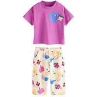 Next Top & Hose Kurzärmeliges T-Shirt und Jogginghose, Barrel-Bein (2-tlg)