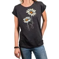 MAKAYA Print-Shirt Damen Kurzarm Top Blumen Gänseblümchen floral Blumenmuster Blümchenprint