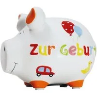 Wurm Spardose KCG Sparschwein "Zur Geburt" Keramik Bunt 12,5x9x9 K