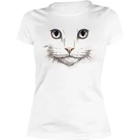 Art & Detail Shirt T-Shirt Weiße Katze Design für Damen