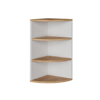 Vicco Eckregal, Weiß, Honigeiche, Holzwerkstoff, 4 Fächer, Formgebogen, 30x60x30 cm, Wohnzimmer, Regale, Eckregale