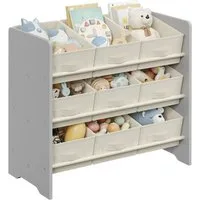 SONGMICS Spielzeugtruhe Kinderregal Bücherregal Kinder, mit 9 Aufbewahrungsboxen aus Vliesstoff, Kinderzimmer Regal