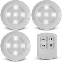 EAXUS LED Unterbauleuchte LED Lampe Batteriebetrieben mit Fernbedienung und Timer, Dimmbar (100%/50% Leuchtkraft), 30 Minuten Timer, LED fest integriert, Neutralweiß, Selbstklebend