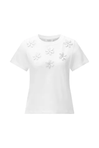 Rich & Royal - T-Shirt with Flower Application white - Gr. - S