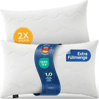 LILENO HOME Kopfkissen - gestepptes Kissen in verschiedenen Größen - Made in Germany, Füllung: 100% Polyester, Rückenschläfer, Seitenschläfer, Bauchschläfer, Spar-Set, 2er Set, Kopfkissen 40x80 cm HART mit 650g Füllung, allergikergeeignet