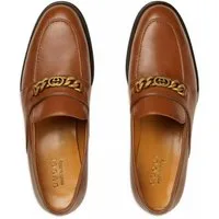 GUCCI Slip-On Chain Mokassins Loafer Goldfarbene Kette mit Mini-Interlocking G-Logo