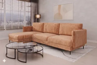 Ecksofa Designersofa HELMER MAX Stoff Vibe Terraccota Ottomane Links