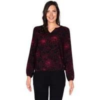 einfach Schön Langarmbluse Aurelia schwarz-rot mit Allover Print