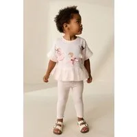 Next Shirt & Leggings Kurzarm-T-Shirt mit Schößchen und Leggings im Set (2-tlg)