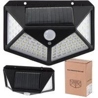 Ikonka LED Solarleuchte Solarleuchte LED Außenwandleuchte 100 LED Bewegungsmelder, LED fest integriert, kaltweiß, 100 LED Sensor Bewegung Dämmerung Solar Außenwandleuchte ABS