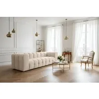 Fun Möbel 4-Sitzer Sofa Designersofa FUN LEONOR, Stoff Moly oder Tiffani, Sofa-Rücken echt bezogen