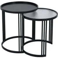 SVITA Beistelltisch LADAR (2er Set), Couchtisch Kaffeetisch Satztisch Rund Pulverbeschichtet, Schwarz