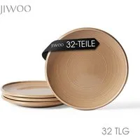 JIWOO Speiseteller 4er Ø21,8cm, Frühstücksteller Pastateller Teller Brotteller Plate, (32 St), Hochwertiges Tellerset Braun Mikrowellenofen Spülmaschine Ø 21,8cm