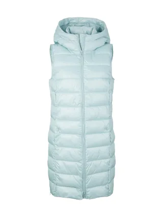 Tom Tailor - Lange Weste mit Kapuze dusty mint blue - Gr. - M