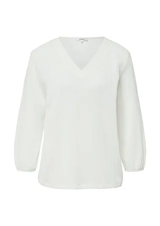 s.Oliver Red Label - Shirt mit V-Ausschnitt und 3/4-Arm weiß - Gr. - 36