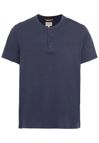 camel active - Kurzarm Henley-Shirt mit geripptem Kragen night blue - Gr. - 6XL