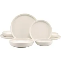 CreaTable Tafelservice Uno (8-tlg), 2 Personen, Steinzeug, Teller Set, seidenmatte Glasur