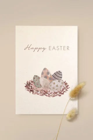 Leevje Karte Osternest "Happy Easter" aus Holzschliffpappe