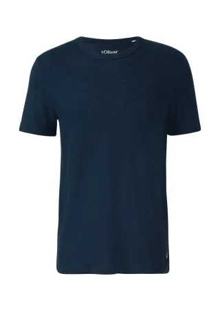 s.Oliver Red Label - T-Shirt aus Heavy Jersey mit Flammgarnstruktur blau - Gr. - XXL