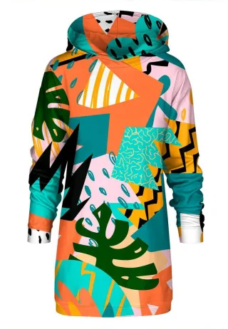 "Tropical Abstract" Oversize Hoodie-Kleid