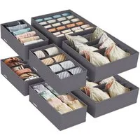 SONGMICS Aufbewahrungsbox Unterwäsche-Organizer, faltbar, Stoffboxen, für BHs Socken Krawatten (8 St), 8 Stück, Ordnungssystem Kleiderschrank, Aufbewahrungsbox Schrank