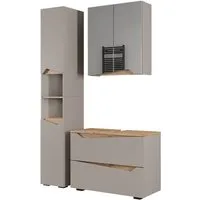 Vicco Badmöbel-Set Marelle, Greige/Artisan, 3 Teile mit Hochschrank, (3-St., 3er Set)